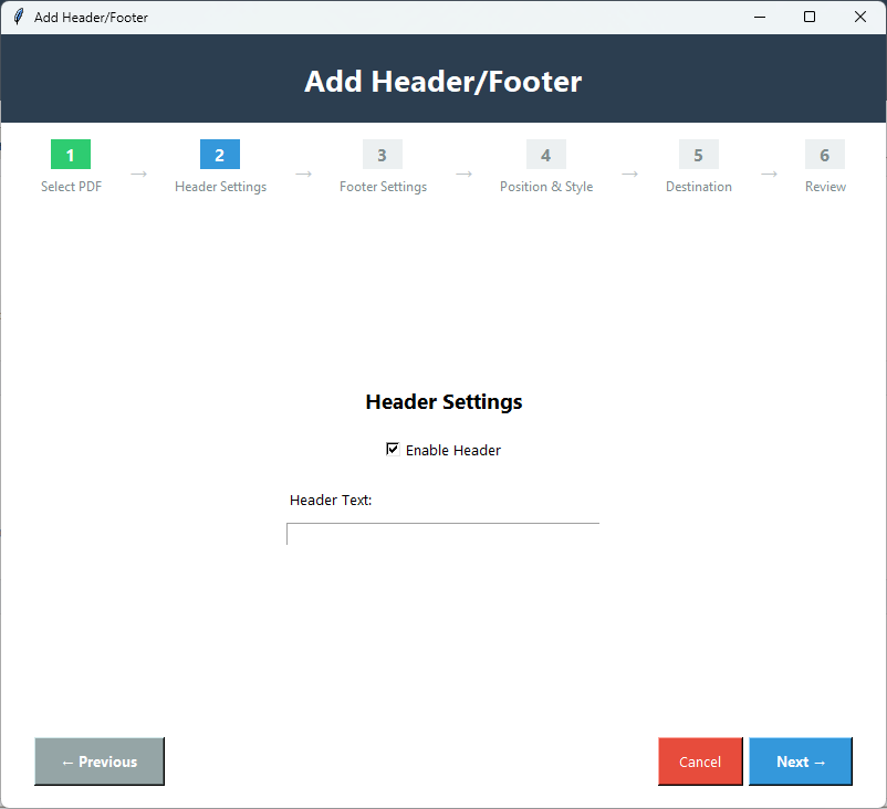 Header / Footer Screenshot 2