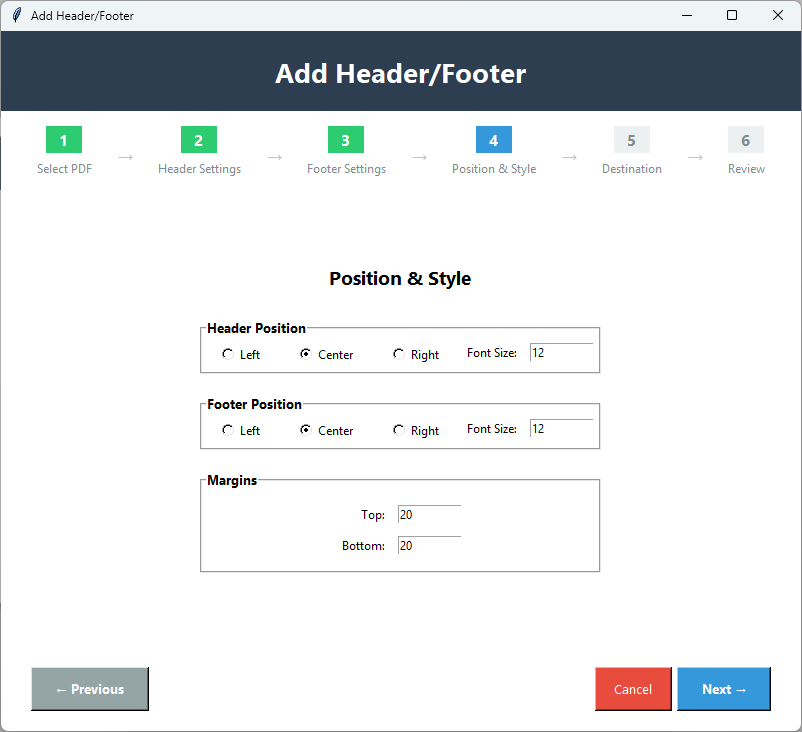 Header / Footer Screenshot 4